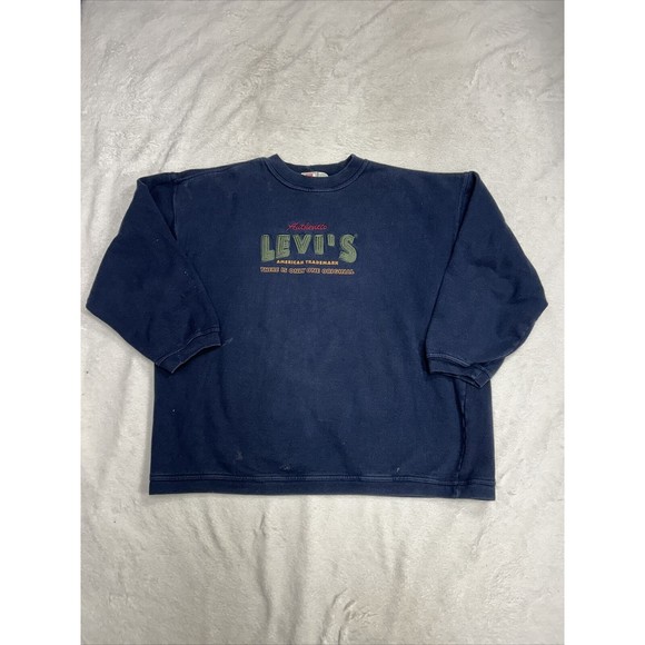 Vintage Levi's Jeans Blue Embroidered Women's Crewneck Sweatshirt Size Large - Picture 1 of 10